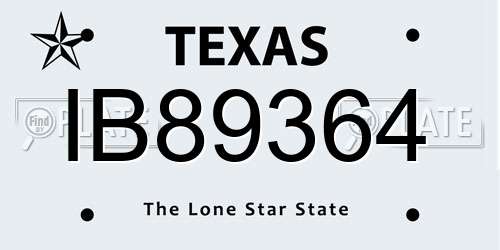IB89364 Texas License Plate