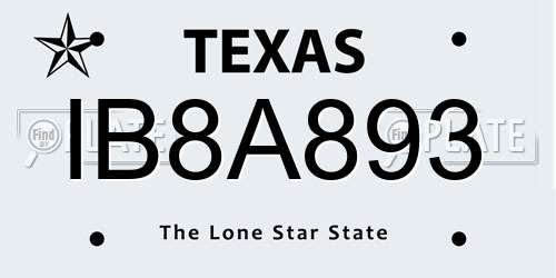 IB8A893 Texas License Plate