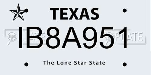 IB8A951 Texas License Plate