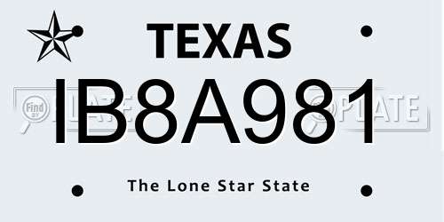 IB8A981 Texas License Plate