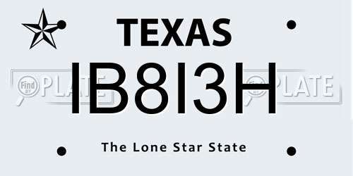 IB8I3H Texas License Plate