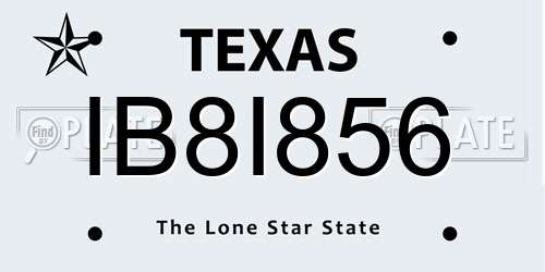 IB8I856 Texas License Plate