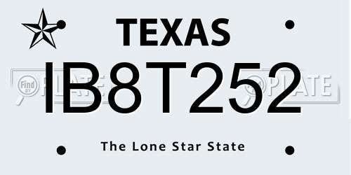 IB8T252 Texas License Plate