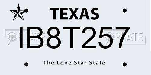 IB8T257 Texas License Plate