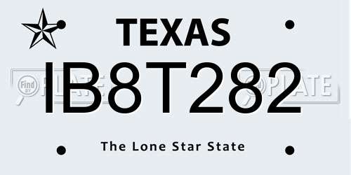 IB8T282 Texas License Plate