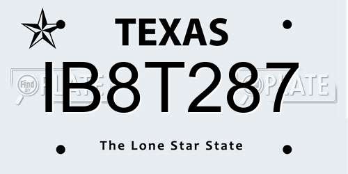 IB8T287 Texas License Plate