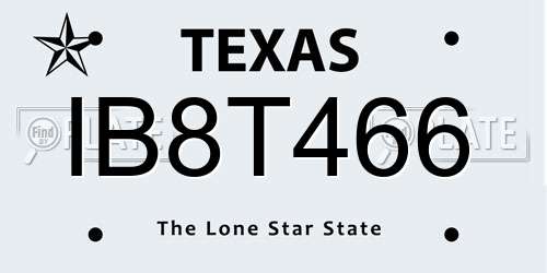 IB8T466 Texas License Plate