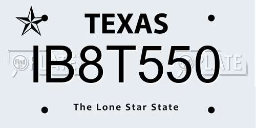 IB8T550 Texas License Plate
