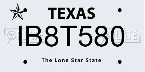 IB8T580 Texas License Plate