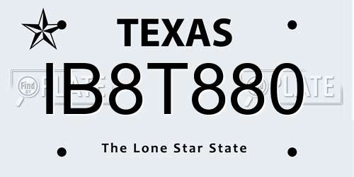 IB8T880 Texas License Plate