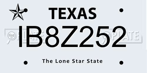 IB8Z252 Texas License Plate