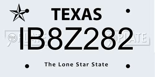 IB8Z282 Texas License Plate