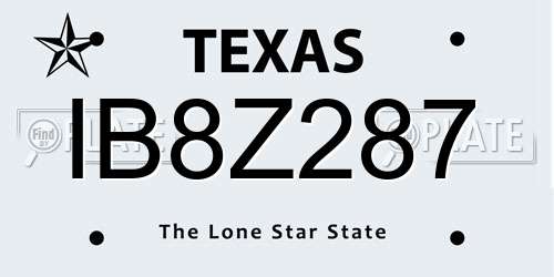 IB8Z287 Texas License Plate