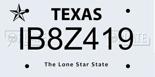 IB8Z419 Texas License Plate