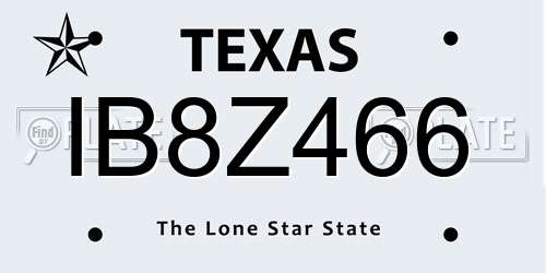 IB8Z466 Texas License Plate