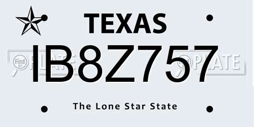 IB8Z757 Texas License Plate