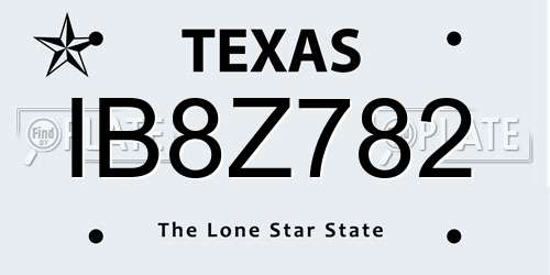 IB8Z782 Texas License Plate