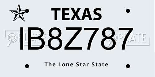 IB8Z787 Texas License Plate