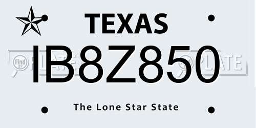 IB8Z850 Texas License Plate