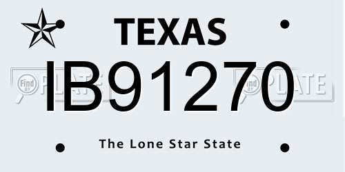 IB91270 Texas License Plate