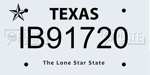IB91720 Texas License Plate