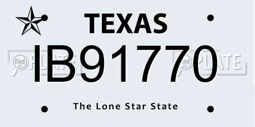 IB91770 Texas License Plate