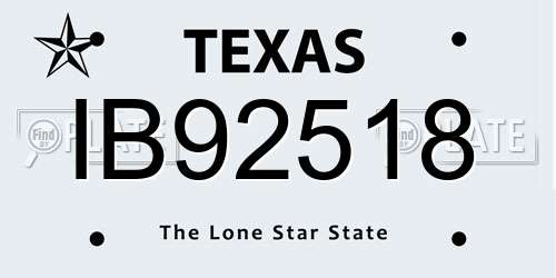 IB92518 Texas License Plate