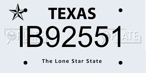 IB92551 Texas License Plate