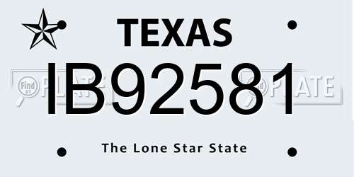 IB92581 Texas License Plate