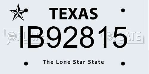 IB92815 Texas License Plate