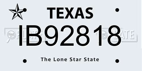 IB92818 Texas License Plate
