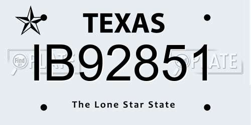 IB92851 Texas License Plate