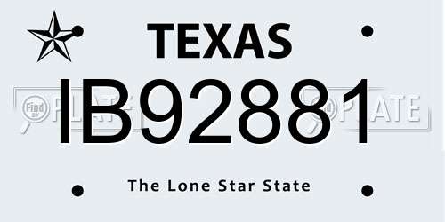 IB92881 Texas License Plate