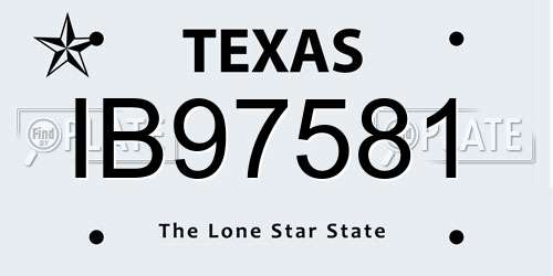 IB97581 Texas License Plate
