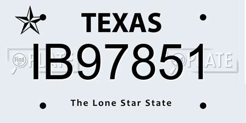 IB97851 Texas License Plate