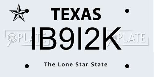 IB9I2K Texas License Plate