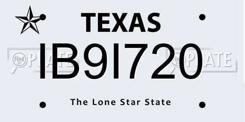 IB9I720 Texas License Plate