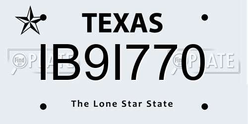 IB9I770 Texas License Plate