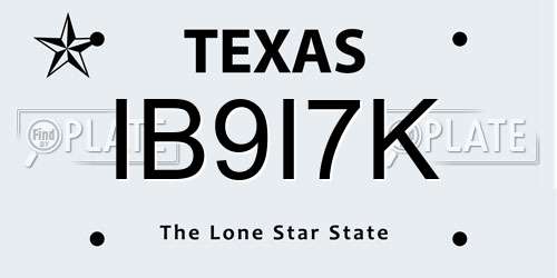 IB9I7K Texas License Plate