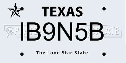 IB9N5B Texas License Plate