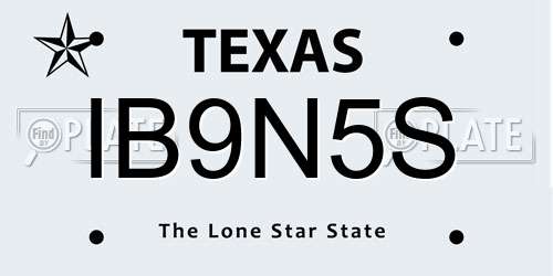 IB9N5S Texas License Plate