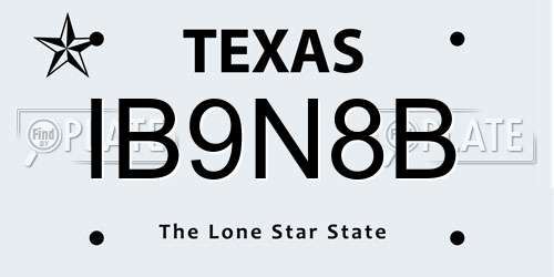 IB9N8B Texas License Plate