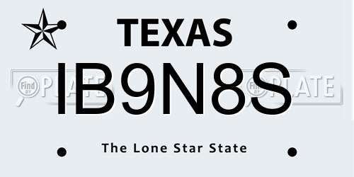 IB9N8S Texas License Plate
