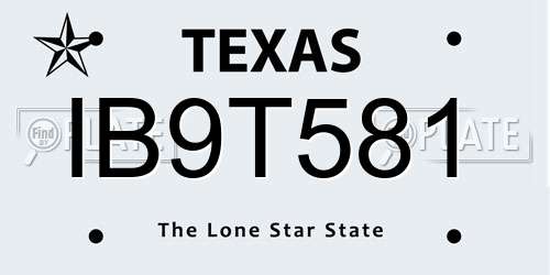 IB9T581 Texas License Plate