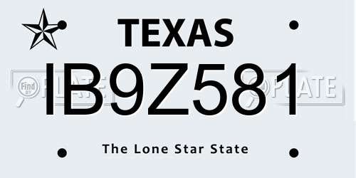 IB9Z581 Texas License Plate