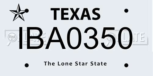 IBA0350 Texas License Plate