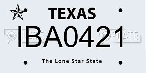 IBA0421 Texas License Plate