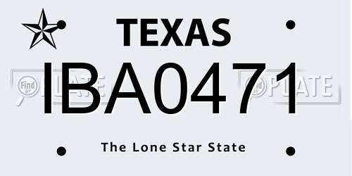 IBA0471 Texas License Plate