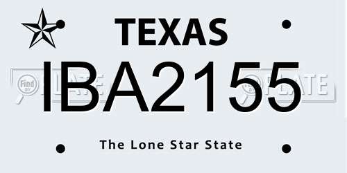 IBA2155 Texas License Plate