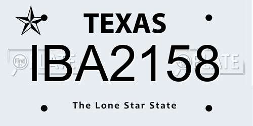 IBA2158 Texas License Plate